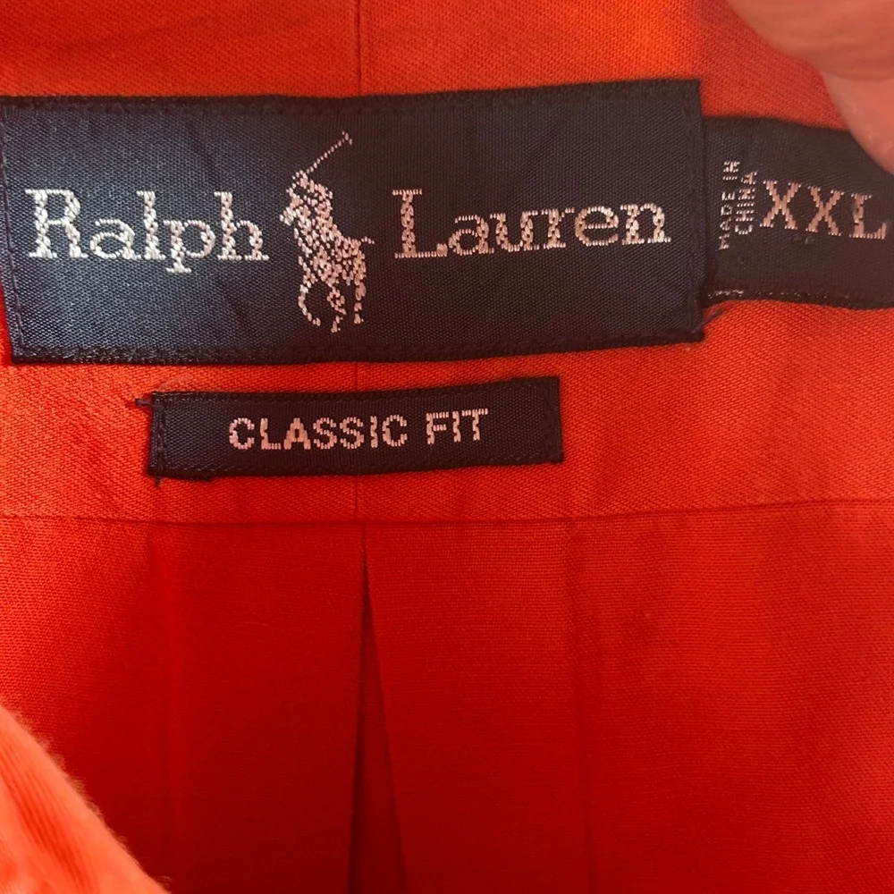 Ralph Lauren Mens XXL Classic Fit Orange Cotton‎ Button Down Long Sleeve Shirt